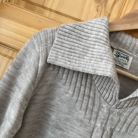 Vintage Society taupe cable knit pullover pouch pocket sweater size M - Picture 4 of 10